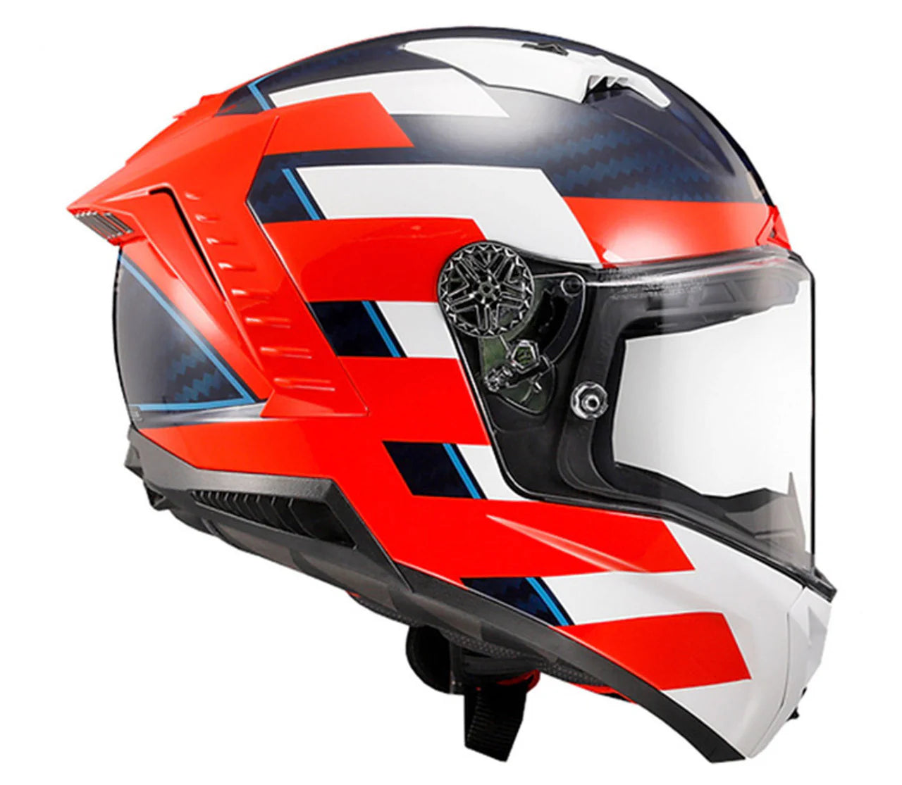 LS2 FF805 THUNDER Carbon GP Alliance Gloss Red Blue White Helmet (FIM Certified) - AH Helmets