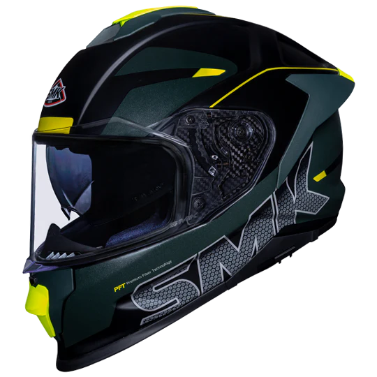 SMK Titan Firefly Matt Black Green Yellow (MA284) Helmet