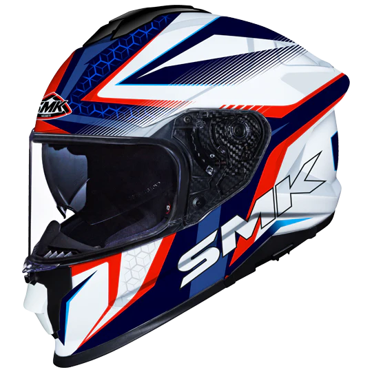 SMK Titan Slick Gloss White Blue Red (GL153) Helmet