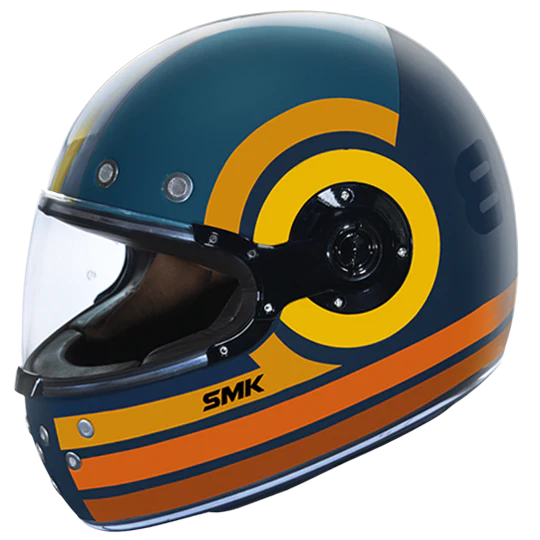 SMK Retro Ranko Blue Orange Yellow Gloss (GL574) Helmet - AH Helmets