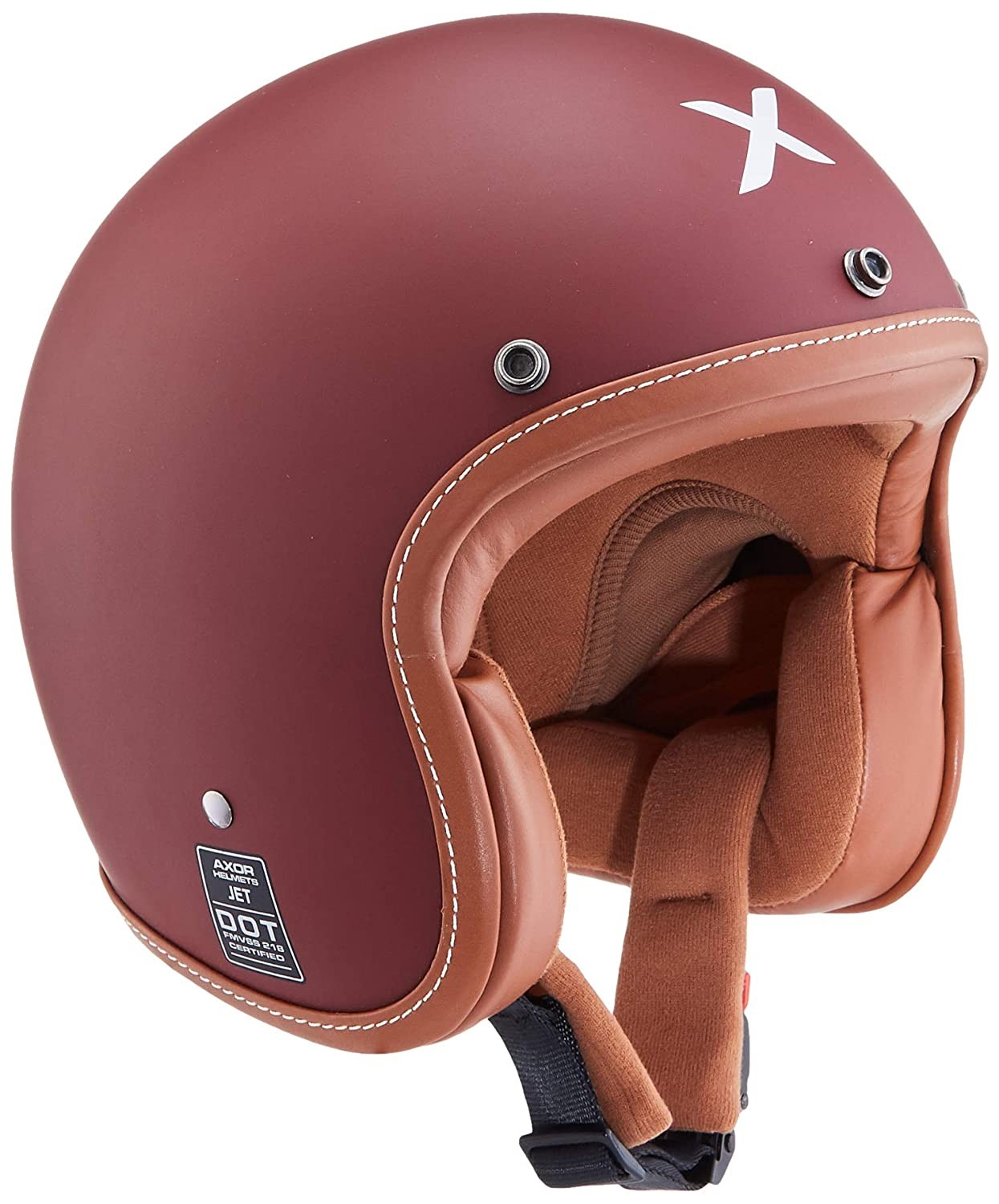 AXOR Jet Open Face Dull Chestnut Red Helmet