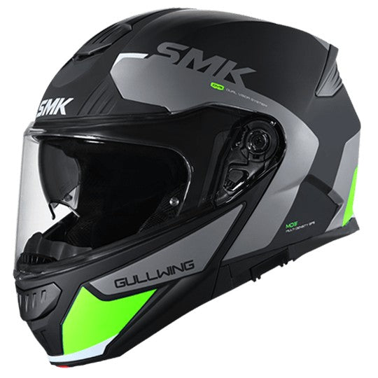 SMK Gullwing Kresto Black Grey Yellow Matt Helmet (MA264)