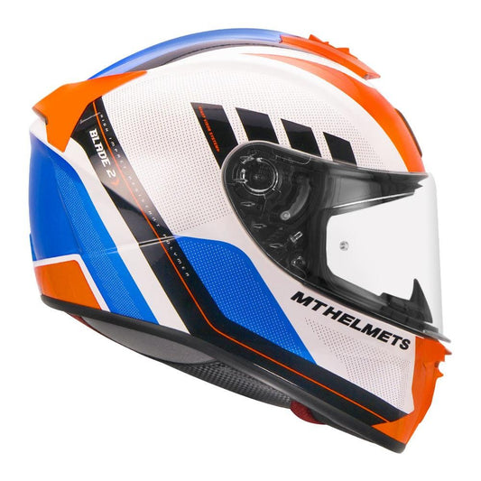 MT Blade 2sv Plus Motorcycle Gloss Fluorescent Orange Helmet - AH Helmets