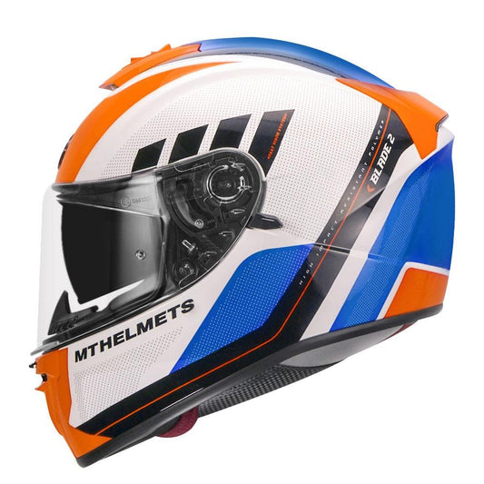 MT Blade 2sv Plus Motorcycle Gloss Fluorescent Orange Helmet - AH Helmets