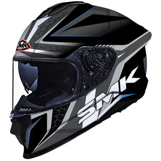 SMK Titan Slick Gloss Black Grey Blue (GL265) Helmet - AH Helmets