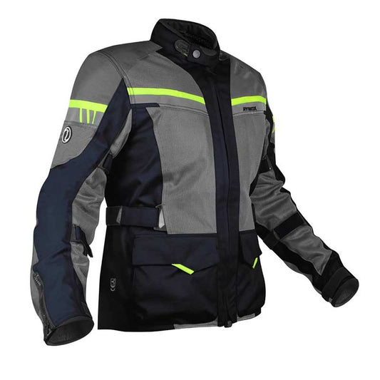 Rynox Stealth Air Pro Blue Hi-Viz Green Riding Jacket - AH Helmets