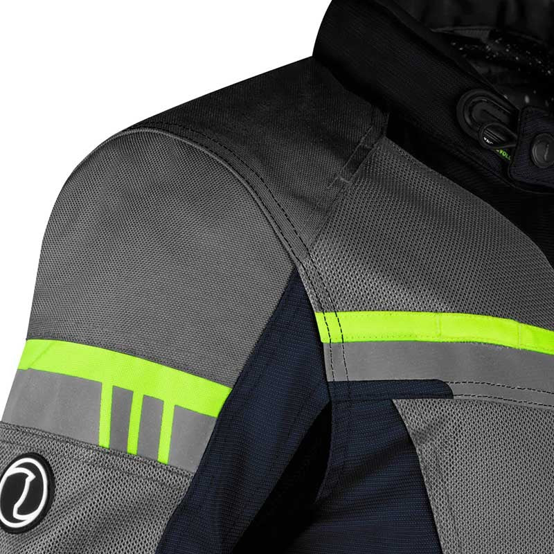 Rynox Stealth Air Pro Blue Hi-Viz Green Riding Jacket - AH Helmets