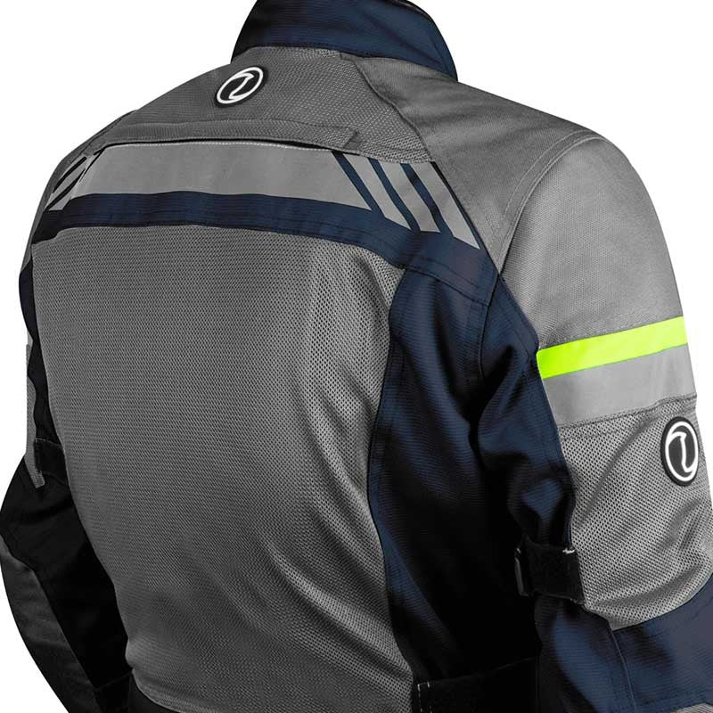 Rynox Stealth Air Pro Blue Hi-Viz Green Riding Jacket - AH Helmets