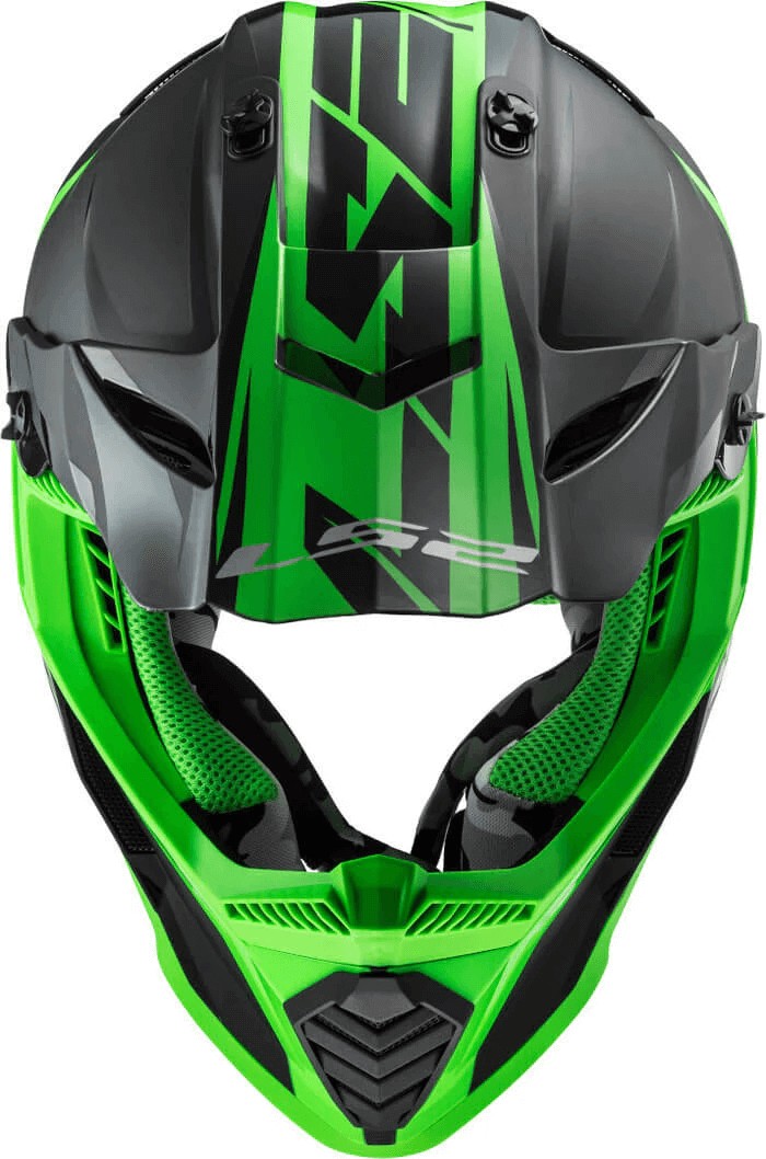 LS2 MX437 Fast Evo Roar Matt Gloss Black Green Helmet