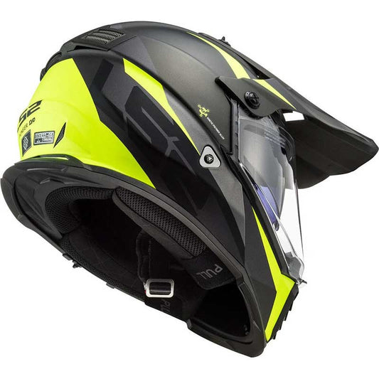 LS2 MX436 Pioneer Evo Router Gloss Black Hi Viz Yellow Helmet - AH Helmets