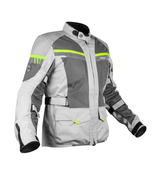 Rynox Stealth Air Pro Grey Hi-Viz Green Riding Jacket - AH Helmets