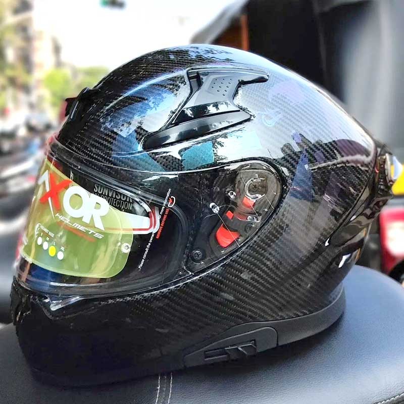 Axor Apex Glossy Carbon Fiber Solid Black Helmet