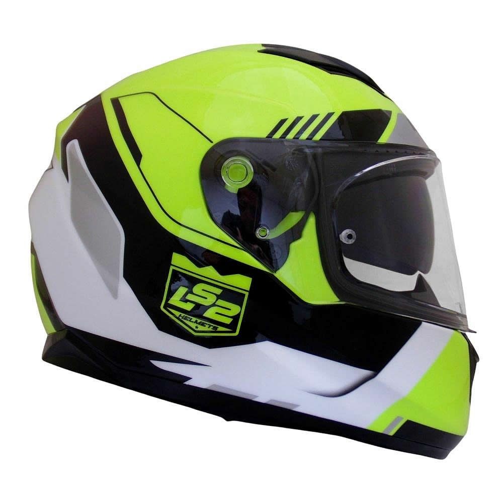 LS2 FF320 Stream Evo Xplorer Gloss White Hi-Viz Yellow D-Ring