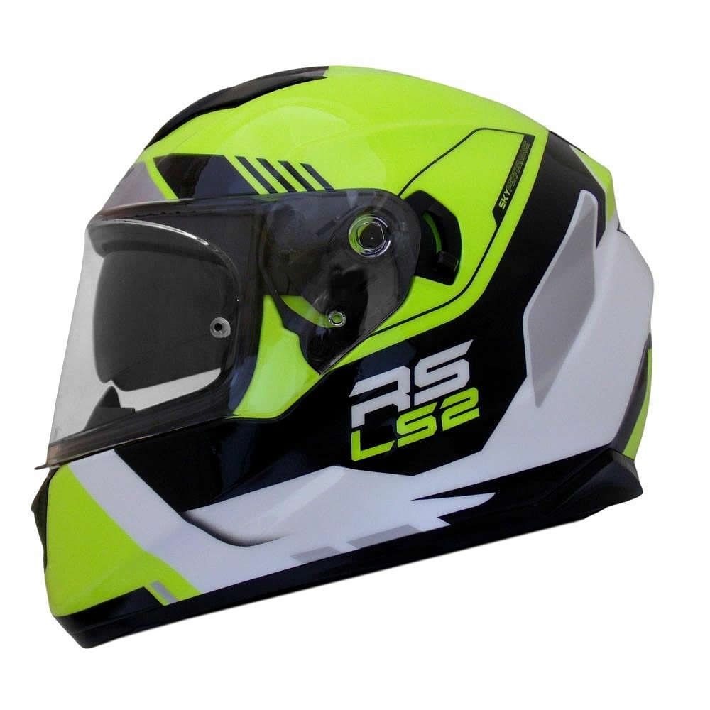 LS2 FF320 Stream Evo Xplorer Gloss White Hi-Viz Yellow D-Ring