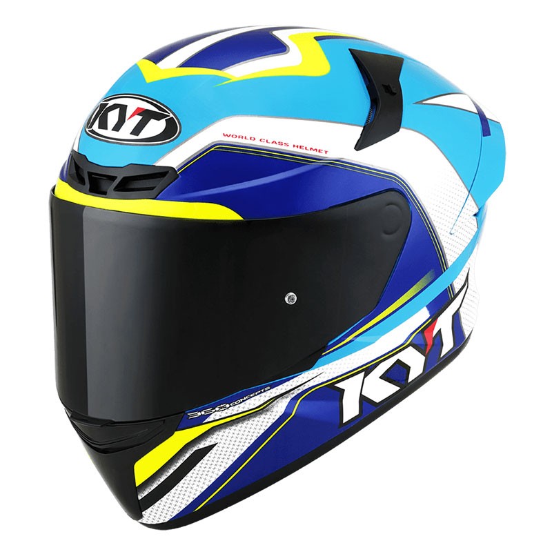 KYT TT Course Grand Prix White/Light Blue Helmet - AH Helmets