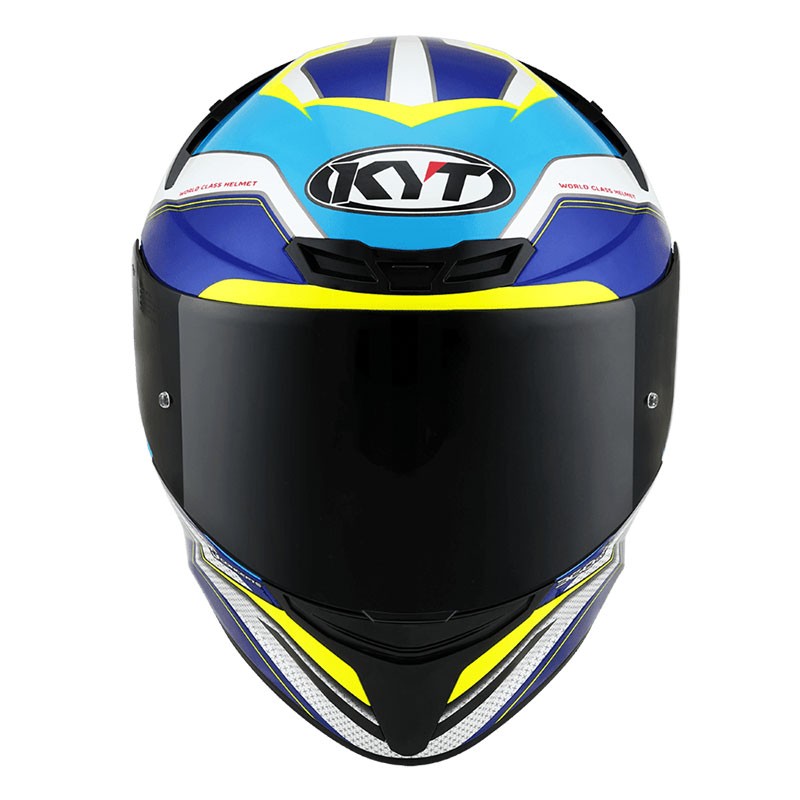 KYT TT Course Grand Prix White/Light Blue Helmet - AH Helmets