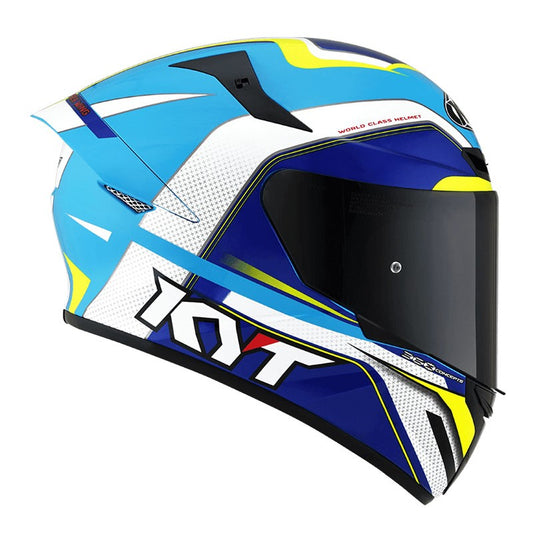 KYT TT Course Grand Prix White/Light Blue Helmet - AH Helmets