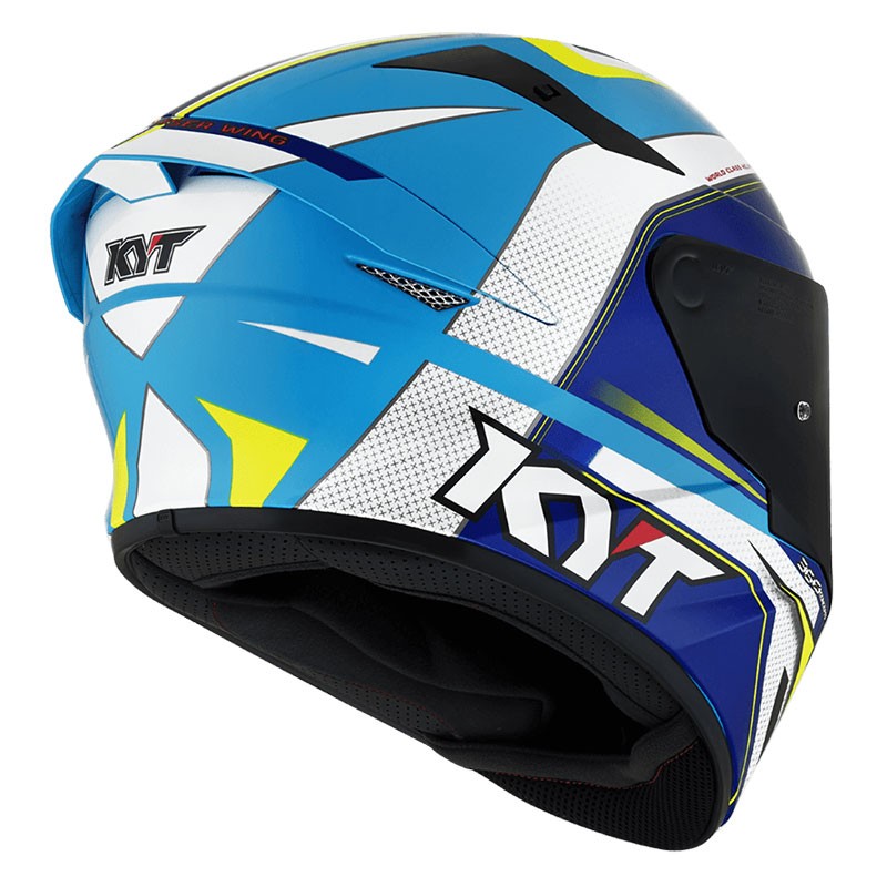 KYT TT Course Grand Prix White/Light Blue Helmet - AH Helmets