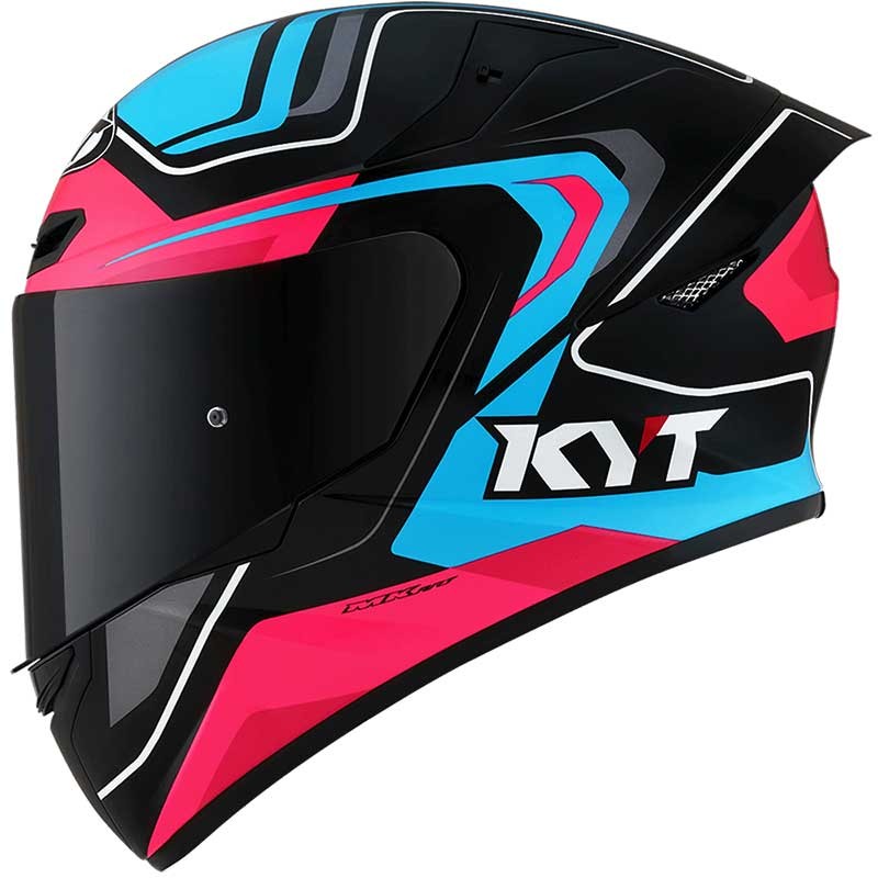 KYT TT Course Overtech Black Blue Pink Helmet - AH Helmets