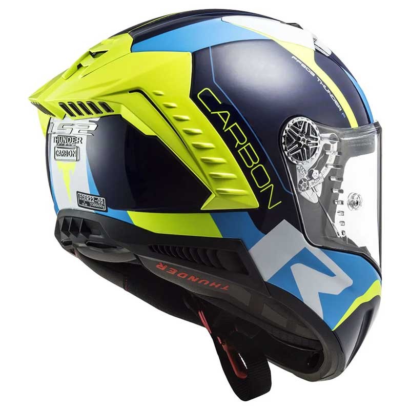 LS2 FF805 THUNDER Carbon Racing 1 Gloss Blue Hi Viz Yellow Helmet - AH Helmets