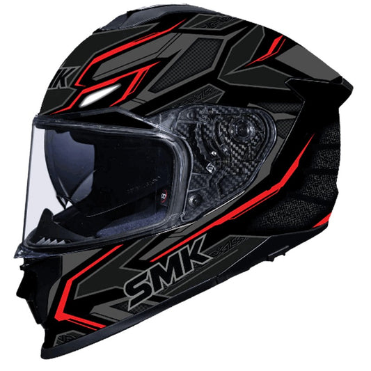 SMK Titan Panther Gloss Black Grey Red (GL263) Helmet - AH Helmets