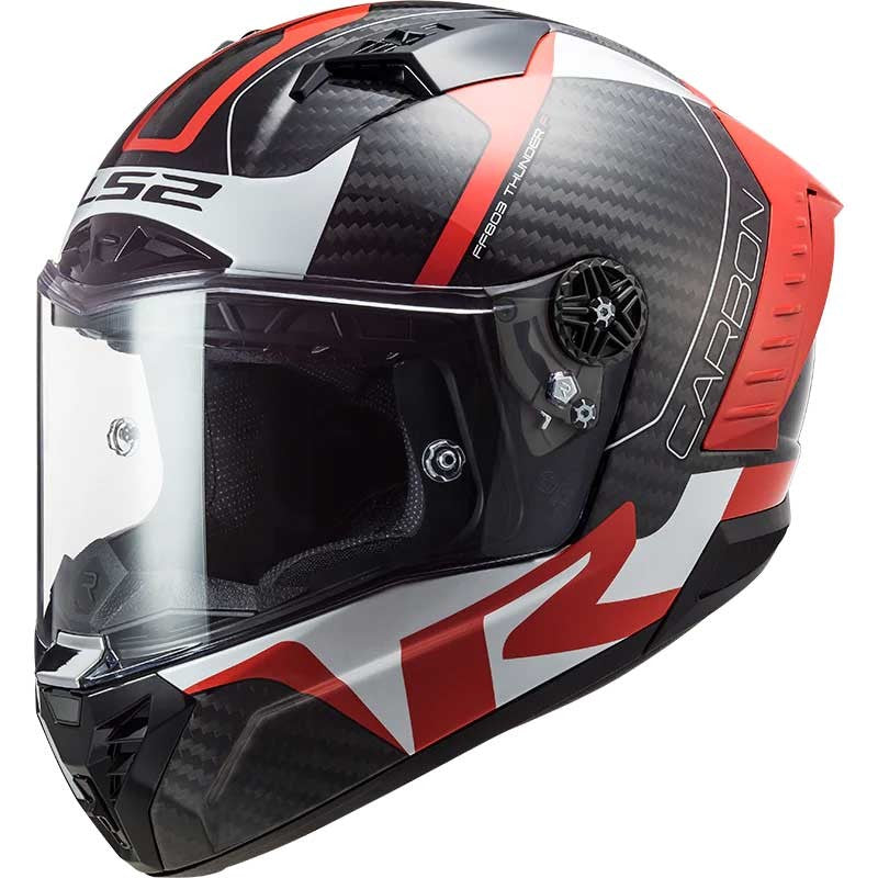 LS2 FF805 THUNDER Carbon Racing 1 Gloss Red White Helmet - AH Helmets