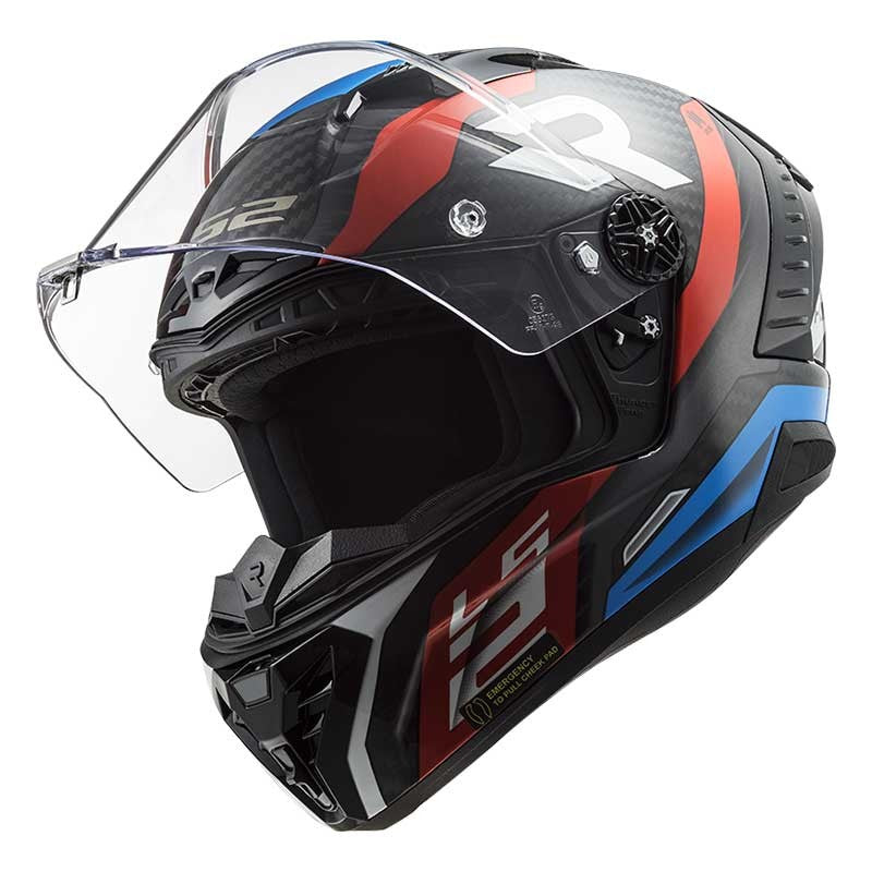 LS2 FF805 Thunder Plus Carbon Supra Gloss Black Red Blue Helmet - 06 - AH Helmets