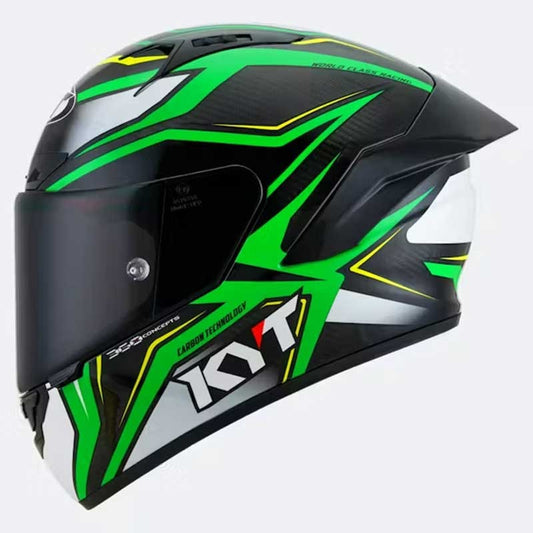 KYT NZ-Race Carbon Stride Full Face Helmet Green Fluo - AH Helmets