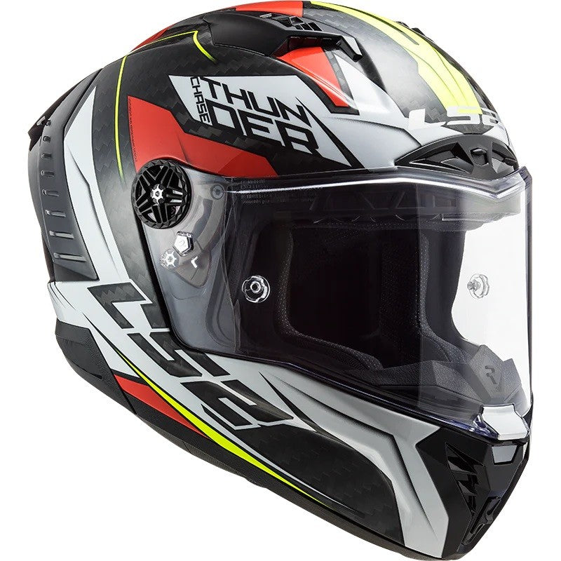 LS2 FF805 THUNDER Carbon Chase Gloss White Red Helmet - AH Helmets