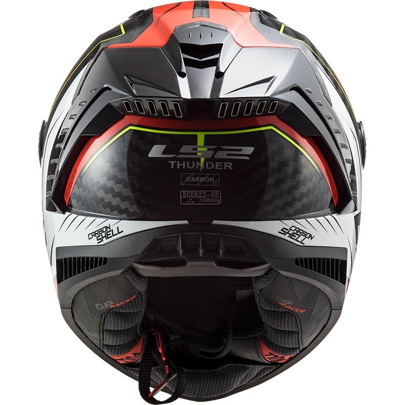 LS2 FF805 THUNDER Carbon Chase Gloss White Red Helmet - AH Helmets