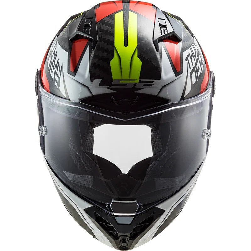 LS2 FF805 THUNDER Carbon Chase Gloss White Red Helmet - AH Helmets