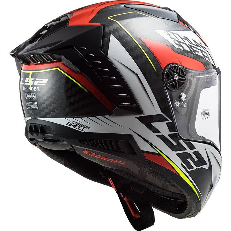 LS2 FF805 THUNDER Carbon Chase Gloss White Red Helmet - AH Helmets