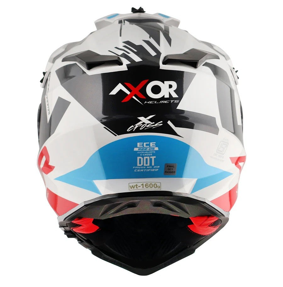 Axor X-Cross X1 Dual Visor Gloss White Red Helmet - AH Helmets