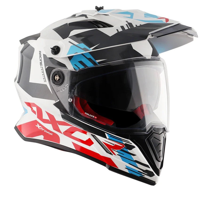 Axor X-Cross X1 Dual Visor Gloss White Red Helmet - AH Helmets