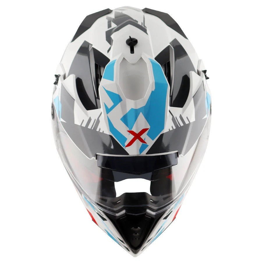 Axor X-Cross X1 Dual Visor Gloss White Red Helmet - AH Helmets