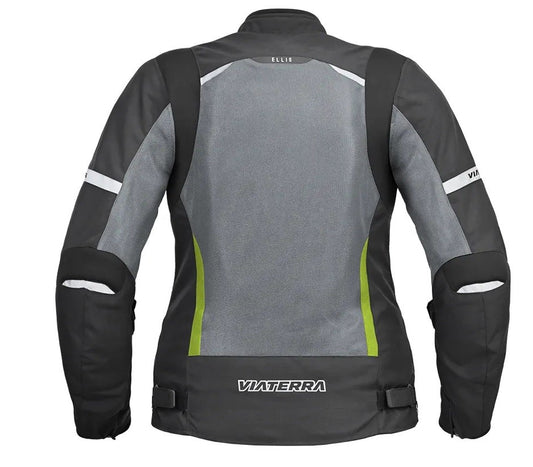 Viaterra Ellis – Ladies Street Mesh Black Grey Green Ridding Jacket - AH Helmets