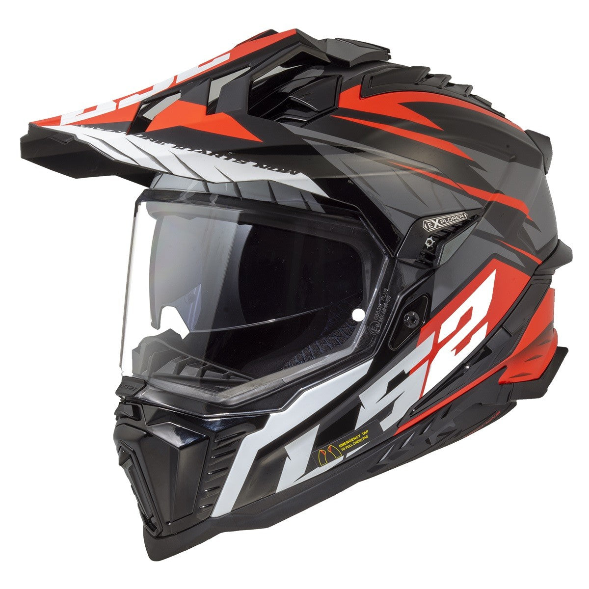 LS2 MX701 EXPLORER Spire Gloss Black Titanium Red Helmet