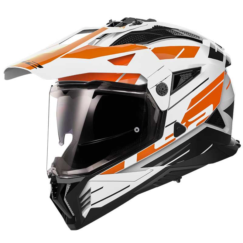 LS2 MX436 Pioneer II Namib Gloss White Orange Helmet - 06