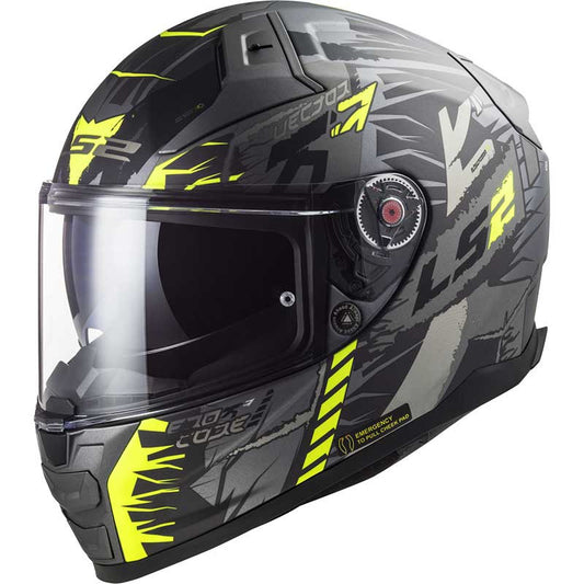 LS2 FF811 VECTOR II Techbot Gloss Hi Viz Yellow Helmet - AH Helmets