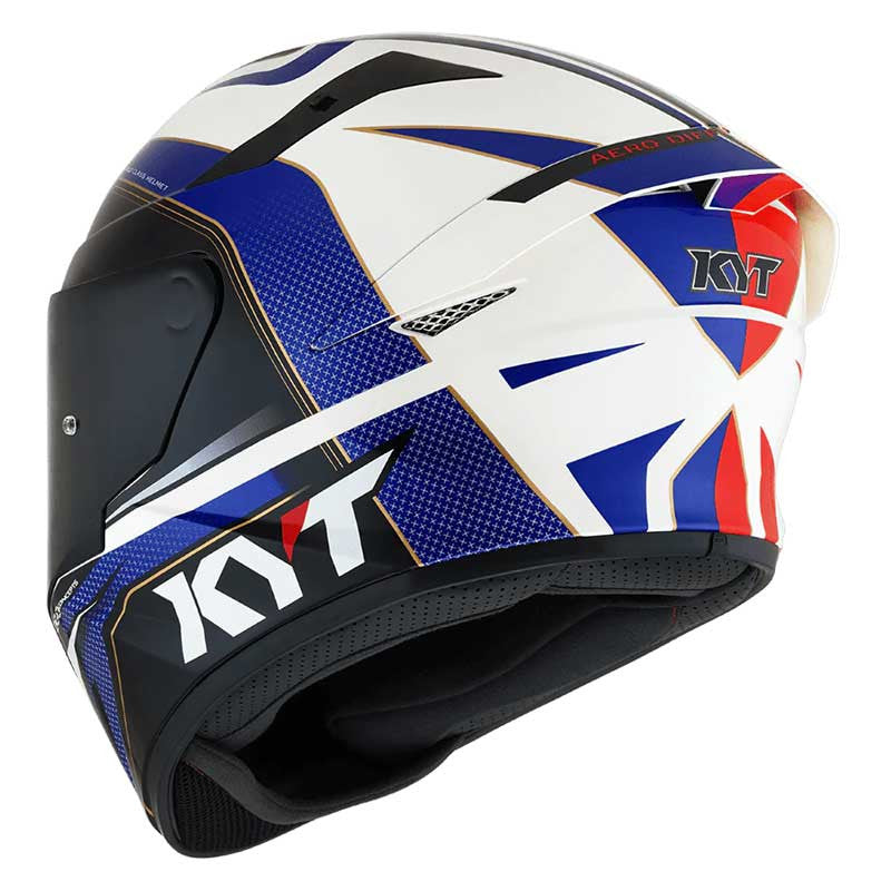 KYT TT Course Grand Prix Gloss Blue Red Helmet - AH Helmets