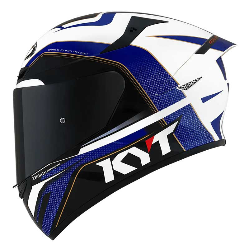 KYT TT Course Grand Prix Gloss Blue Red Helmet - AH Helmets