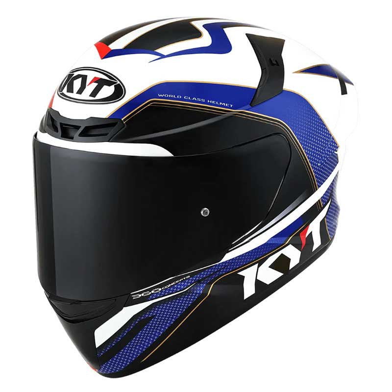 KYT TT Course Grand Prix Gloss Blue Red Helmet - AH Helmets
