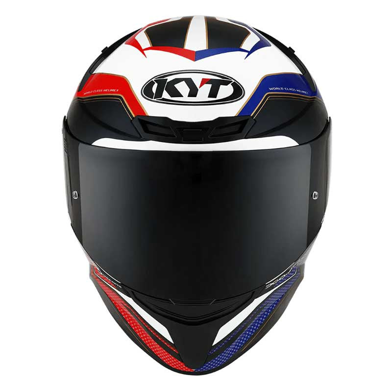 KYT TT Course Grand Prix Gloss Blue Red Helmet - AH Helmets