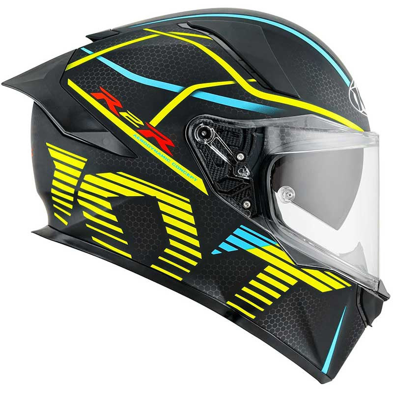 KYT R2R Pro Concept Matt Black Yellow Helmet - AH Helmets
