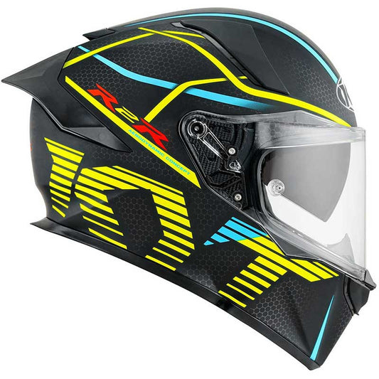 KYT R2R Pro Concept Matt Black Yellow Helmet - AH Helmets