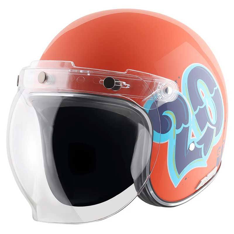 Axor Retro Jet Sportz C13 Orange Blue Helmet