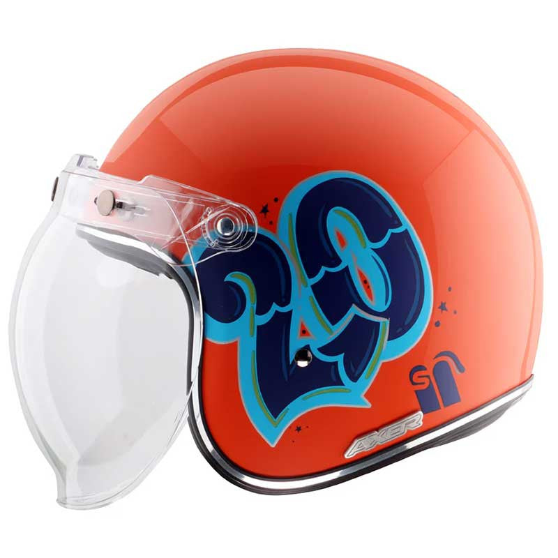 Axor Retro Jet Sportz C13 Orange Blue Helmet