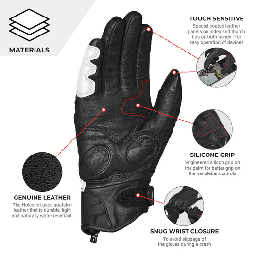 ViaTerra Holeshot – Black/Red Riding Gloves - AH Helmets