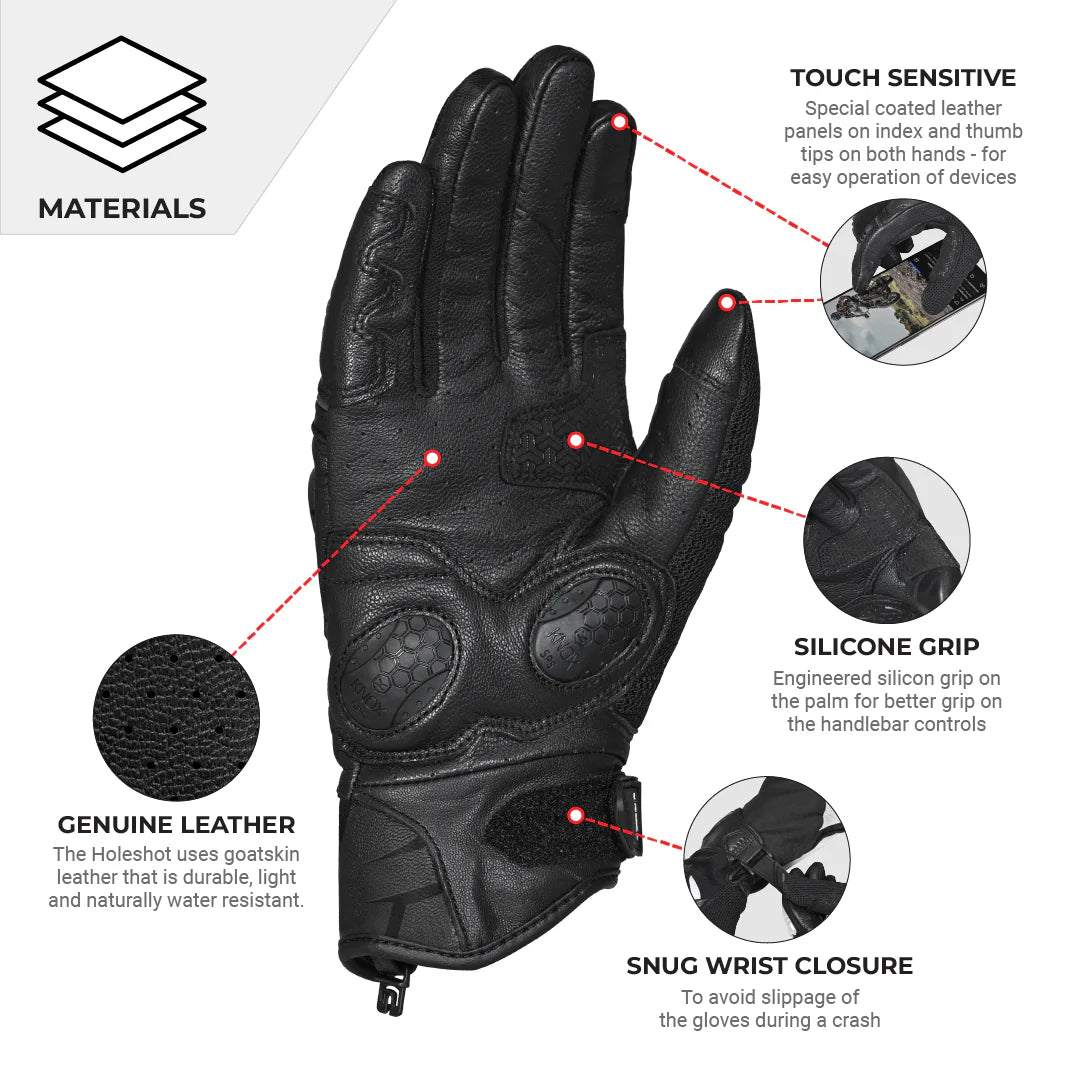 ViaTerra Holeshot – Black Riding Gloves - AH Helmets