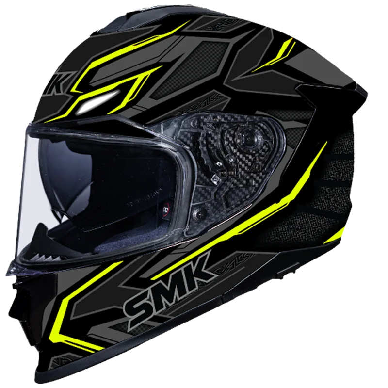 SMK Titan Panther Gloss Black Grey Yellow (GL264) Helmet